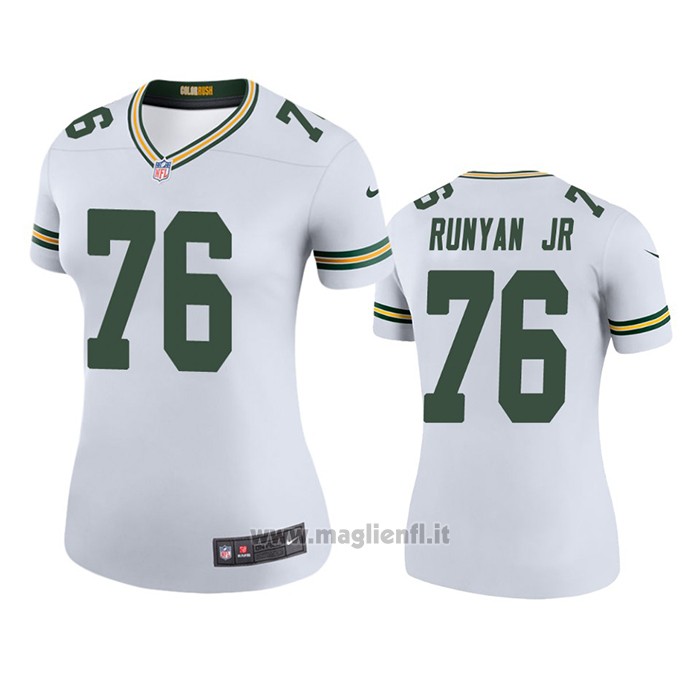 Maglia NFL Legend Donna Green Bay Packers Jon Runyan Jr. Bianco Color Rush